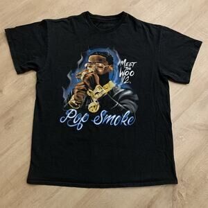 Pop Smoke Meet The Woo Vol. 2 T-Shirt Men's Large L L Black Airbrush Style Tee